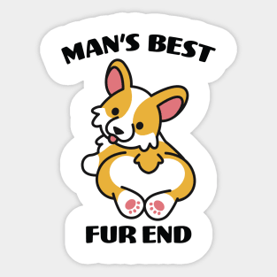 Cute Corgi Butt, Man's Best Fur End Sticker